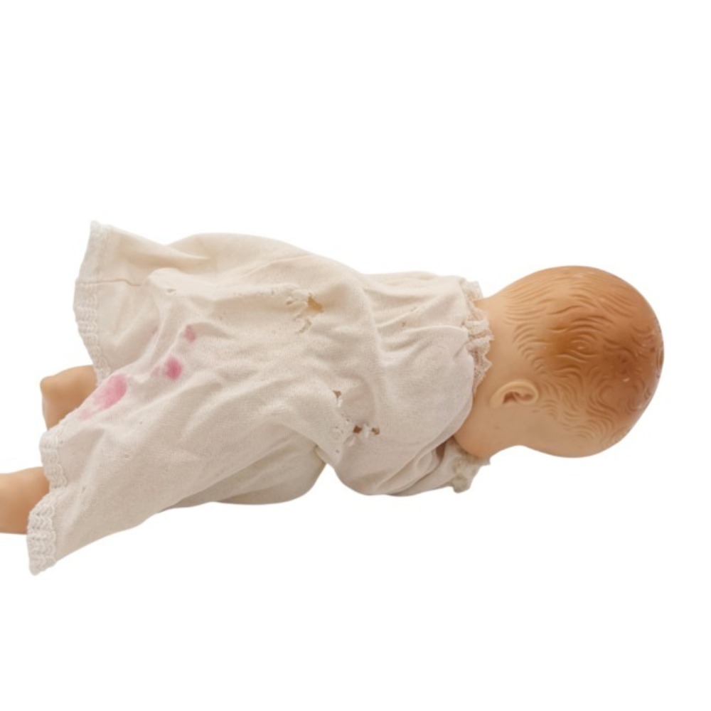 Vintage 1964 SUE DOLL 11" Baby Sleep Eyes Cloth Body Restoration Project Gown - Picture 9 of 13